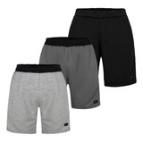 Kit 3 Bermudas Moletom Masculina Shorts Fitness Academia