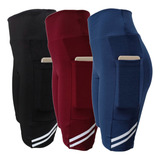 Kit 3 Bermudas Suplex Fitness Cós Alto 2 Bolsos
