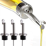 Kit 3 Bicos Dosador C tampa Inox Silicone Azeite Bar Vinho