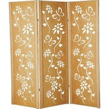 Kit 3 Biombo Floral Folha Ripado Divisor Ambiente Mdf
