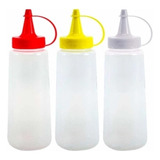 Kit 3 Bisnaga Maionese Ketchup Mostarda Molho Lanchonete Bar Cor Branco
