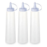 Kit 3 Bisnagas Plásticas Grandes 400ml Para Molhos Maionese