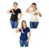 Kit 3 Blusa Amamentação Roupa Gestante Manga Curta Gola V