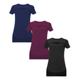Kit 3 Blusa Camiseta Feminina Academia Longa Sobre Leg Plus