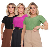 Kit 3 Blusa Feminina