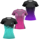 Kit 3 Blusa Feminina Fitness Roupa Academia Caminhada Treino