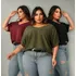 Kit 3 Blusa Feminina Manga 3/4 Plus Size Básica Casual 