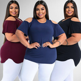 Kit 3 Blusa Feminina Tapa Bumbum Plus Size De Academia