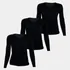 Kit 3 Blusa Manga Longa Comprida Feminina Gola V Basica Lisa