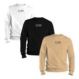 Kit 3 Blusa Moletom Careca Lançamento Várias Cores