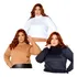 Kit 3 Blusa Plus Size Tendência Flanelada Gola Alta -núbia
