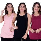 Kit 3 Blusa Regata Academia Feminina Tapa Bumbum Fitness