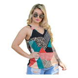 Kit 3 Blusa Regata Alça Larga Viscose Estampadas Atacado 