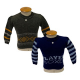 Kit 3 Blusa Sueter Lã Tricô Malha Unissex Infantil 1 2 E 3