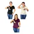 Kit 3 Blusas Amamentação Cores Premium Manga Curta Gola V