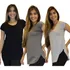 Kit 3 Blusas Barra Arredondada Tapa Bumbum Fitness 10827