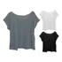 Kit 3 Blusas Blusinha Feminina Plus Size Ombro A Ombro Gola Canoa Escolha As Cores Preto Cinza Branco Vermelho Azul Pink