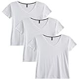 Kit 3 Blusas Blusinhas Feminina Slim Babylook Algodão Gola V GG 3 Brancos 