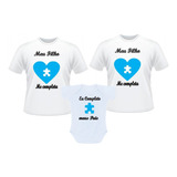 Kit 3 Blusas Body Tal Pai Mãe E Filho Meu Filho Me Completa