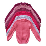 Kit 3 Blusas De Lã Básica Infantil Lisa Feminina