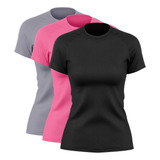 Kit 3 Blusas Feminina Dry Academia Camiseta Camisa Esporte