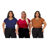 Kit 3 Blusas Plus