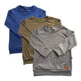 Kit 3 Blusas Suéter De Ribana Infantil Menino
