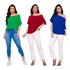 Kit 3 Blusinhas Bata Manga Curta Ombro A Ombro Blusa Canoa