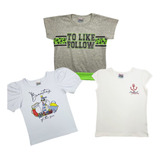 Kit 3 Blusinhas Camiseta Roupa Infantil De Menina - Atacado