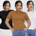 Kit 3 Blusinhas Femininas Básica Gola Alta Com Manga M Ao Gg