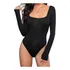 Kit 3 Body Blusa Decote Quadradinho Manga Comprida Com Fecho