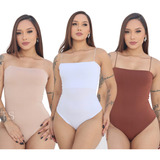 Kit 3 Body Feminino Tiras Suplex Alça Fina Alcinha