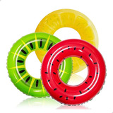 Kit 3 Boias Frutas Coloridas Redonda Piscina Divertidas