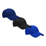 Kit 3 Bonés Aba Curva Dad Hat Liso Strapback Ajustável Fitão