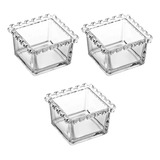 Kit 3 Bowl Tigela Quadrado Cristal Borda Coração 8 5 Cm Lyor