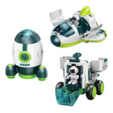 Kit 3 Brinquedo Foguete Carro Nave Espacial Astronauta Lunar