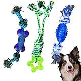 Kit 3 Brinquedos Para Cachorro Mordedor Puxador Corda Cabo De Guarra Macho 