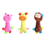 Kit 3 Brinquedos Pet Fofinho Bichinho Pelúcia Com Apito Cão