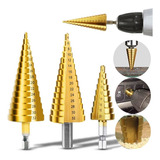 Kit 3 Brocas Escalonadas Cônicas De Titânio Hss 4 32mm
