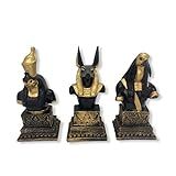 Kit 3 Bustos Deuses Egípcios Anúbis Hórus Thot Resina 15 Cm