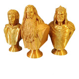 Kit 3 Bustos Senhor Dos Anéis, Dourado, 12 Cm De Altura