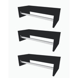 Kit 3 Cabideiros Preto De Parede Arara Porta Roupas Closet