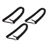 Kit 3 Cabos De Telefone Espiral 4p4c 2mts Preto