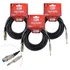 Kit 3 Cabos Xlr/p10 Mono 5 Metros Para Violão E Microfone