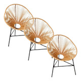 Kit 3 Cadeira Acapulco Fibra Sintética Jardim Área Gourmet