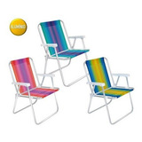 Kit 3 Cadeira Alta Jardim Listrada Alumínio Piscina Mor