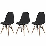 Kit 3 Cadeiras Charles Eames Eiffel Botone Base Madeira Preta