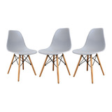 Kit 3 Cadeiras Charles Eames Eiffel Design Wood Varias Cores