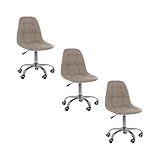 Kit 3 Cadeiras Office Eiffel Botonê Ajustável Base Giratória Bege 
