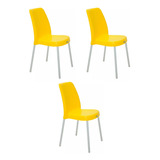 Kit 3 Cadeiras Tramontina Vanda Amarelas